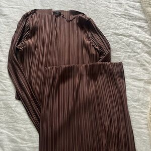 Brown top and skirt set